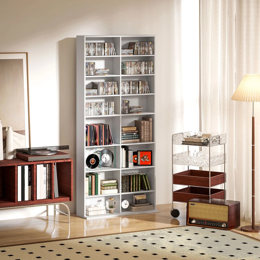 HOMCOM Unitate de depozitare pentru 640 CD-uri/360 DVD-uri/430 Blu-ray - Alb | Aosom Romania