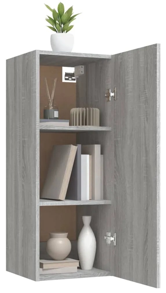 Dulap perete suspendat gri sonoma 34,5x34x90 cm lemn compozit 1, sonoma gri