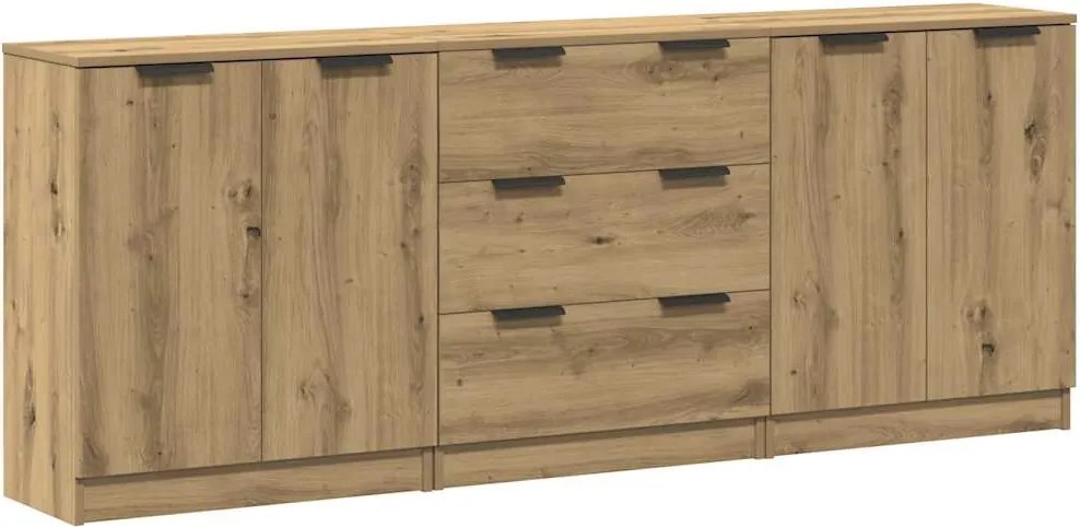 vidaXL Dulap, 3 buc., stejar artizanal, 60x30x70 cm, lemn prelucrat