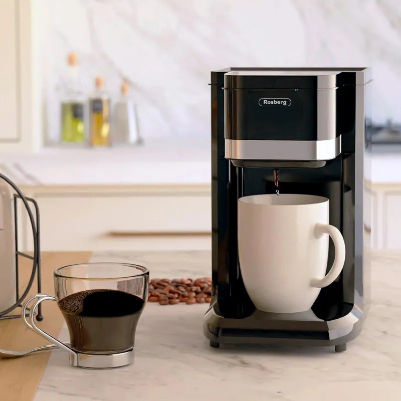 Resigilat: Cafetiera Rosberg R51170D, 350W, 150 ml, Cana, Oprire automata, Negru