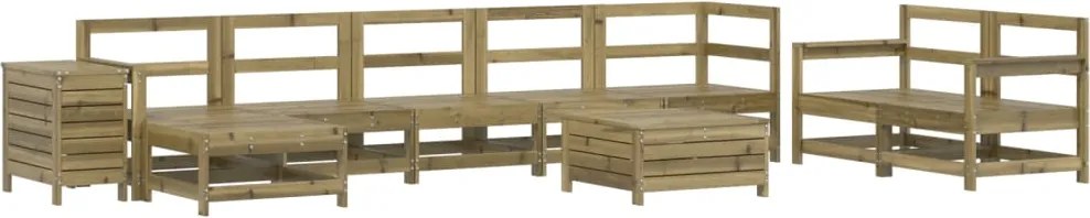 vidaXL Set canapea de grădină, 10 piese, lemn de pin tratat