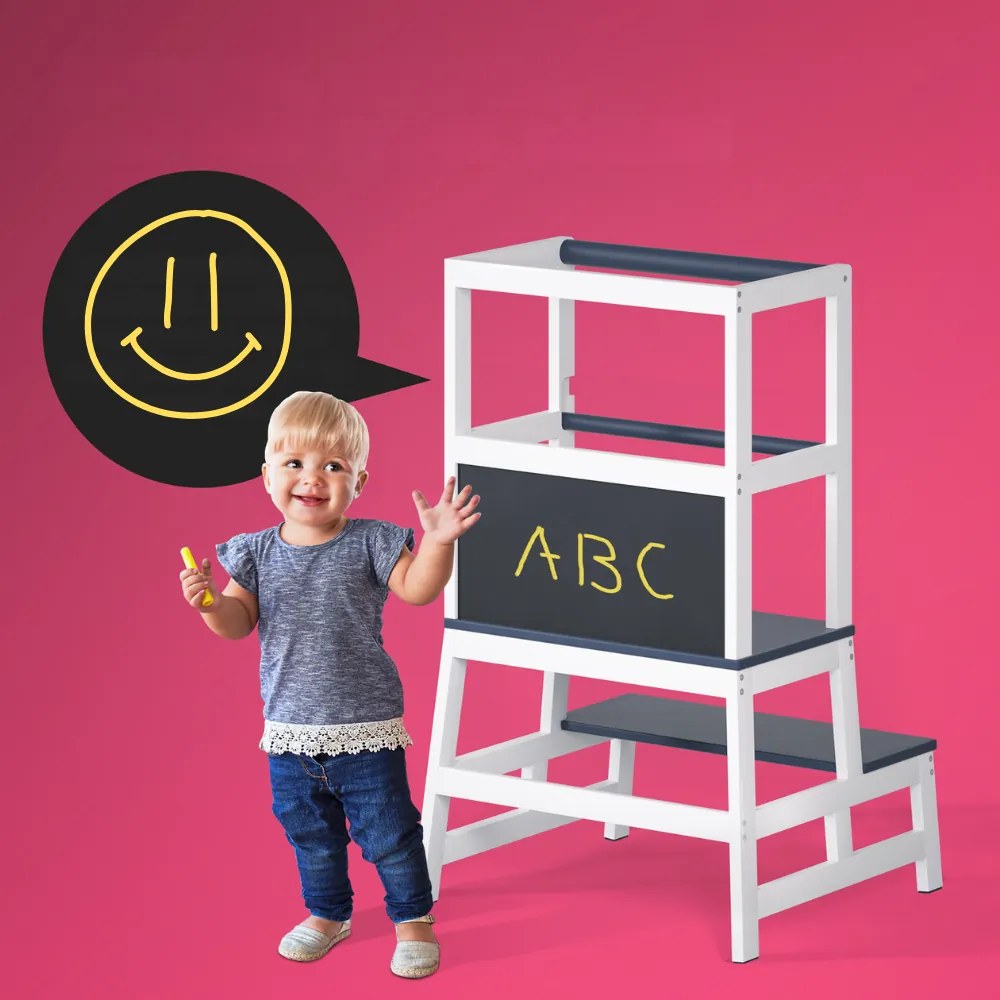 Turn de învățare PLAY din pin, 93x51x50cm, albă/antracit Spielwerk