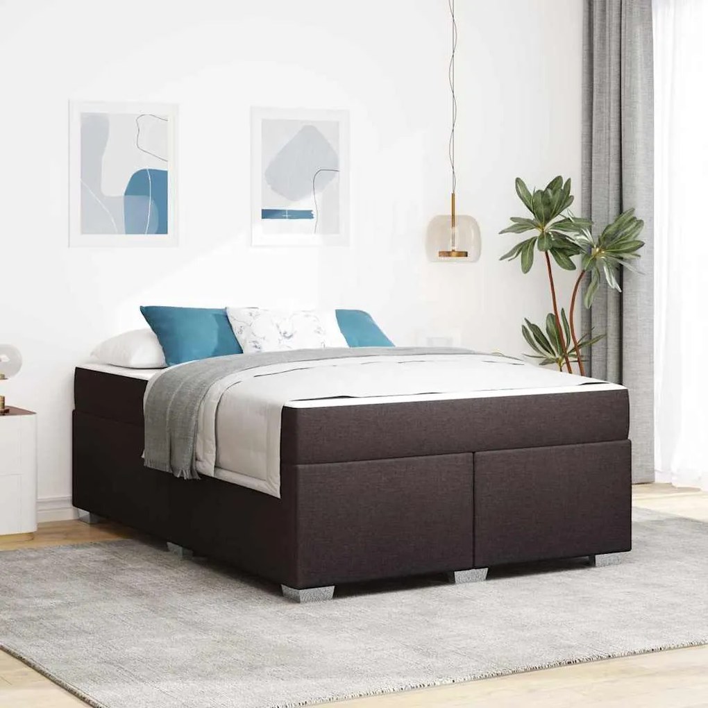 vidaXL Cadru de pat Altele Maro închis 140 x 200 cm țesătură