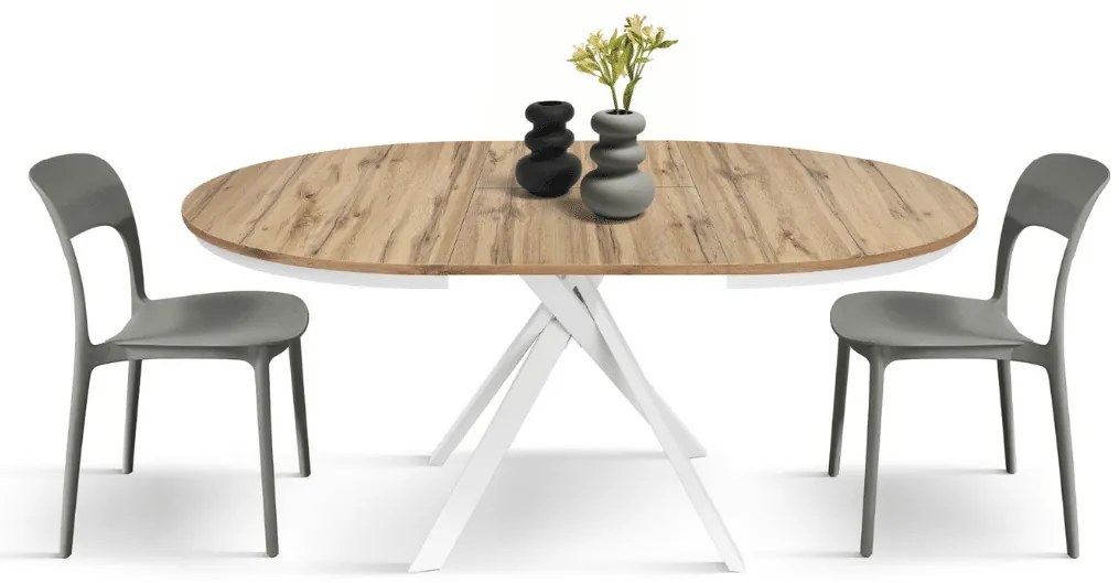 MASA ROTUNDA EXTENSIBILA LILA -PICIOR METALIC-BLAT RUSTIC - PICIOR NEGRU