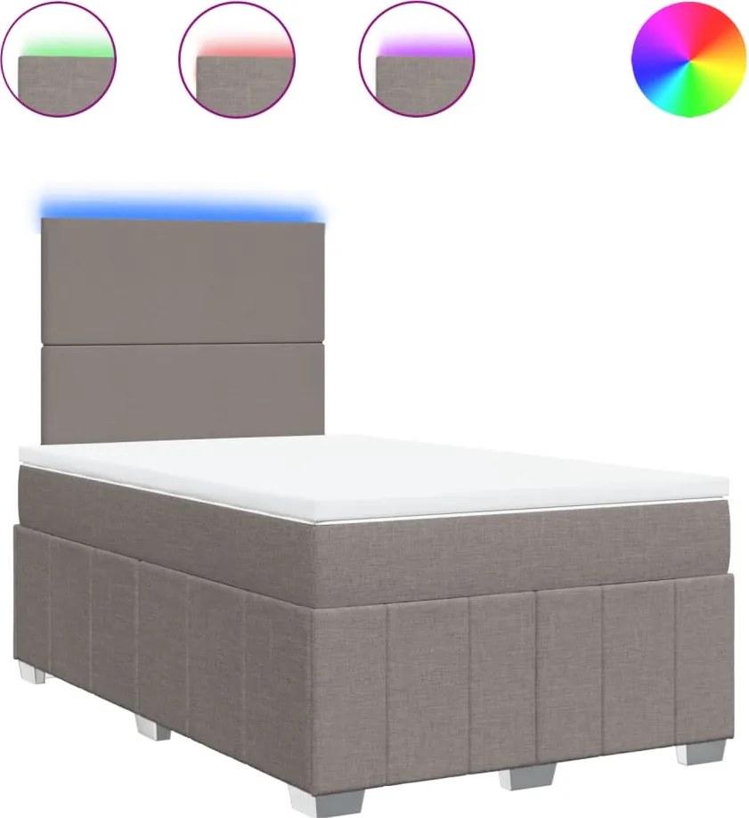vidaXL Pat box spring cu saltea, taupe, 120x190 cm material textil