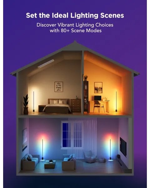 Lampadar LED Govee Smart MATTER LED RGBICWW Wi-Fi + telecomandă