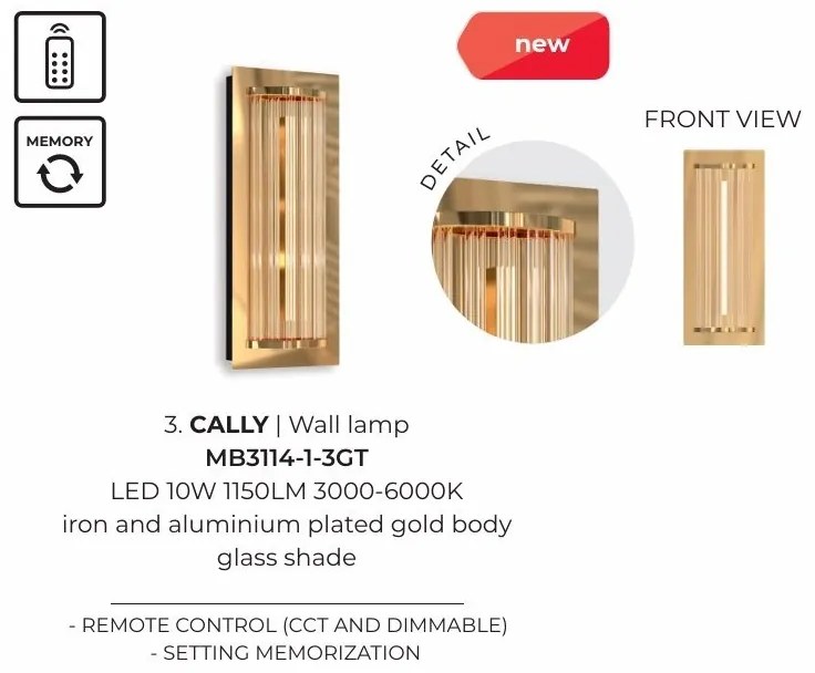 Aplica de perete LED CCT si telecomanda Cally