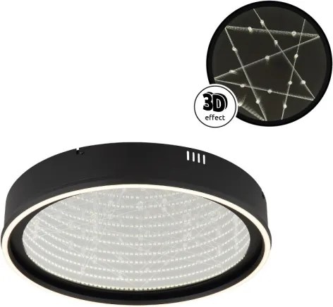 Globo 68288D - Plafonieră LED reglabilă MIRRORA 40W/230V Ø 51,5 cm neagră + telecomandă