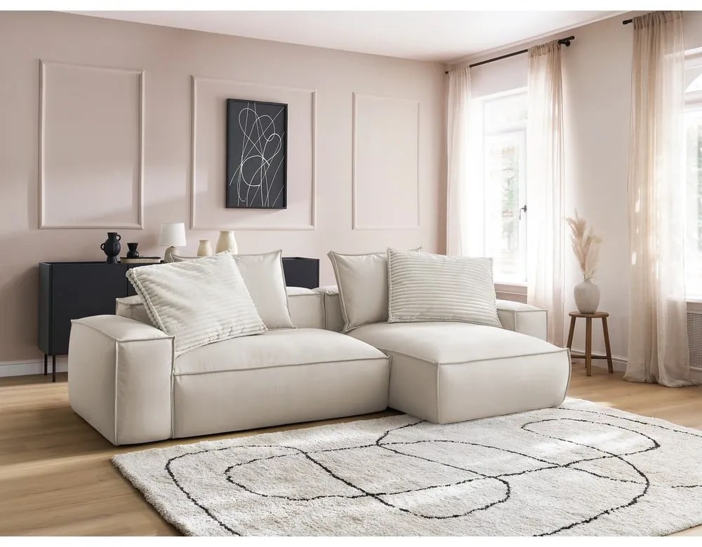 Colțar bej cu tapițerie din imitație de piele (cu colț variabil) Boheme – Bobochic Paris