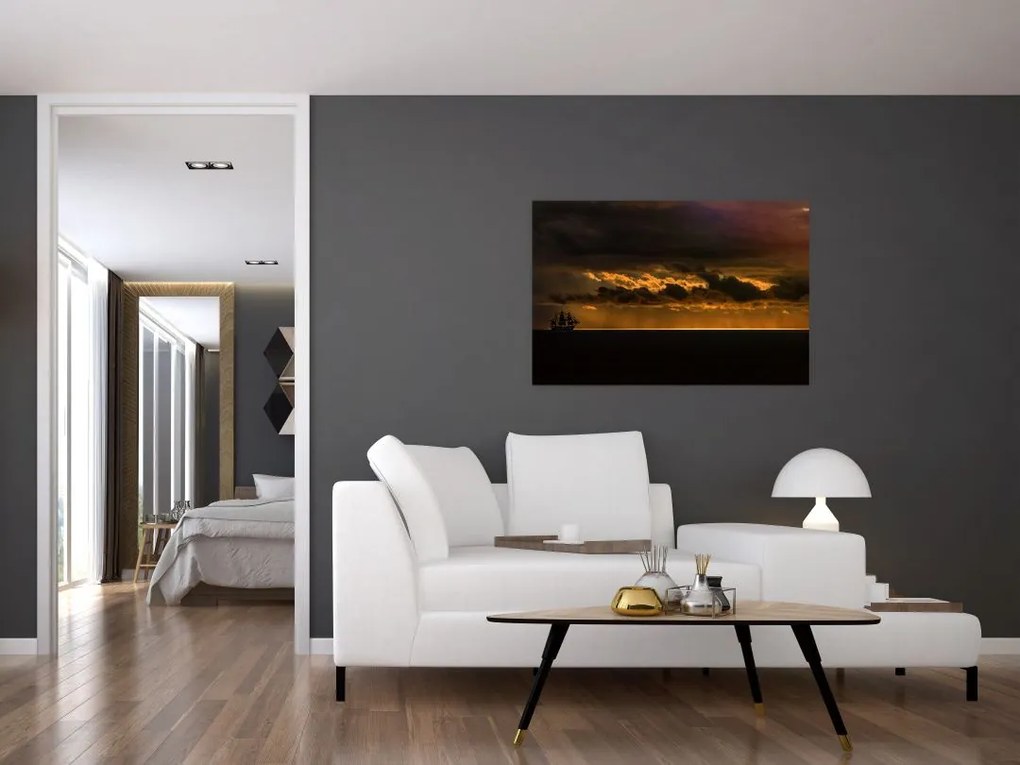 Tablou unei vele în apus de soare (90x60 cm)