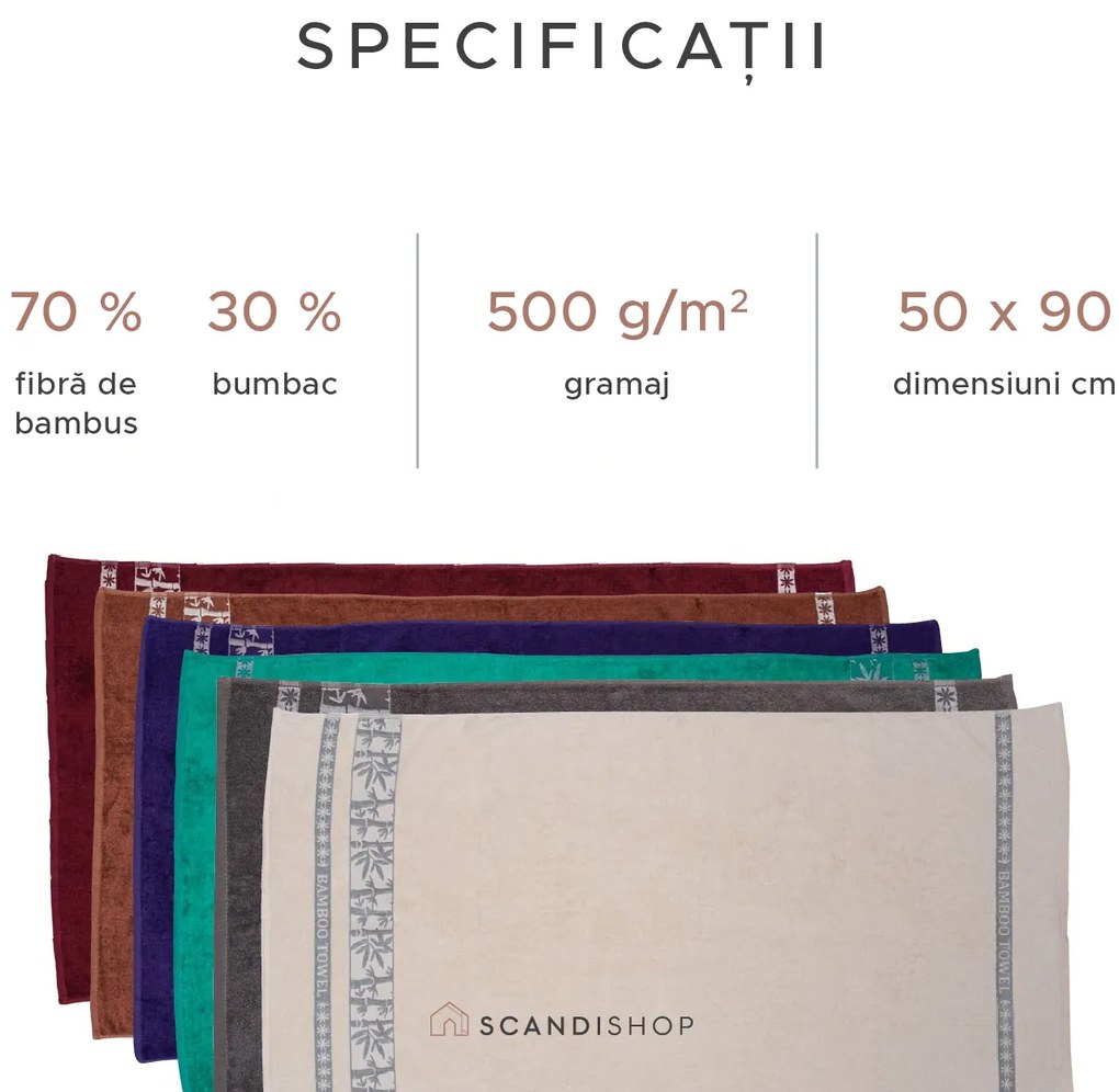 Prosop din bambus BAMBOO 50 x 90 cm crem deschis, 70% fibra de bambus 30% bumbac