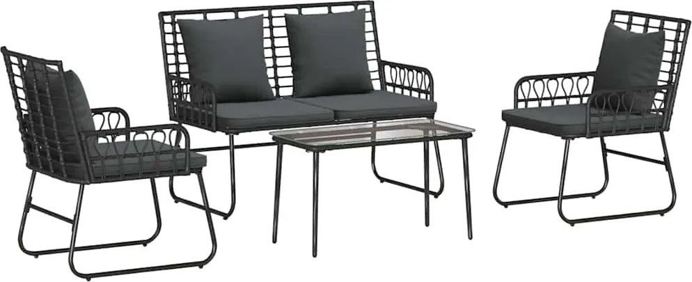 vidaXL Set de Mobilier pentru Grădină cu pernă 4 pcs Negru și antracit