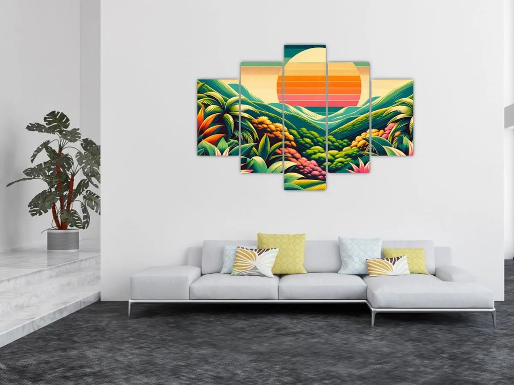 Tablou - Apus de soare multicolor (150x105 cm)
