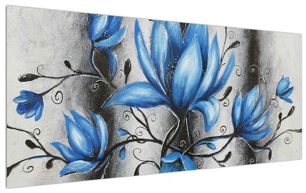 Tablou cu flori albastre (120x50 cm), în 40 de alte dimensiuni noi