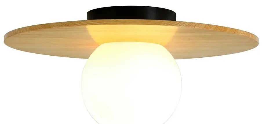Plafoniera Rotunda cu protectie IP44 Siona aspect de lemn