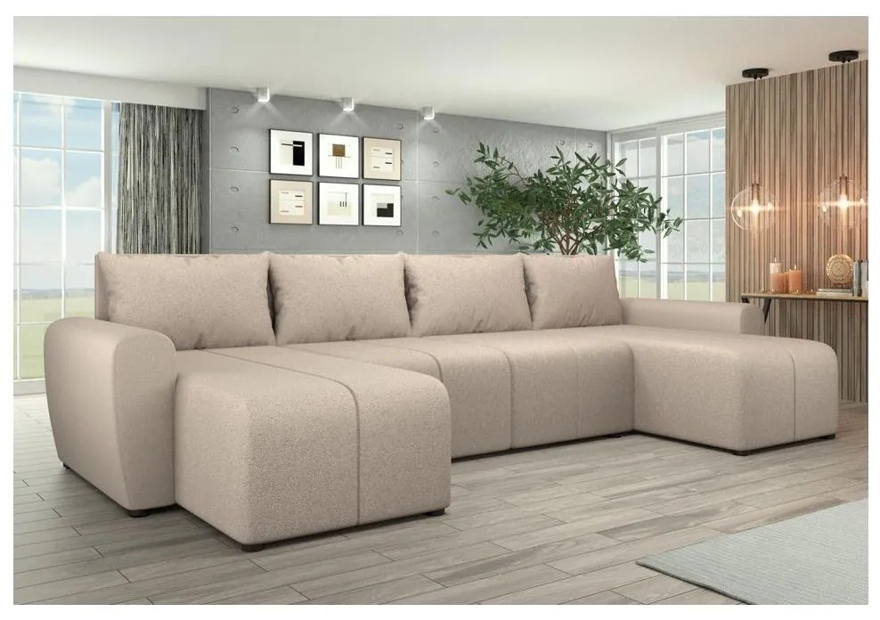 Colțar tapițat extensibil reversibil NEWPORT, bej