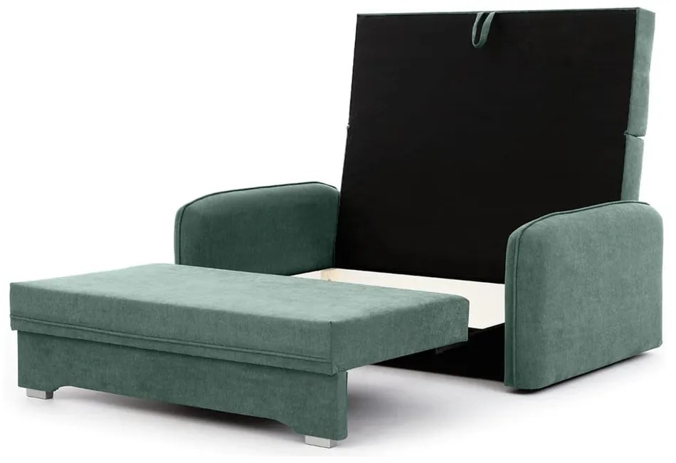 Canapea verde extensibilă/cu spațiu de depozitare cu tapițerie din chenille 155 cm Laine – ELTAP