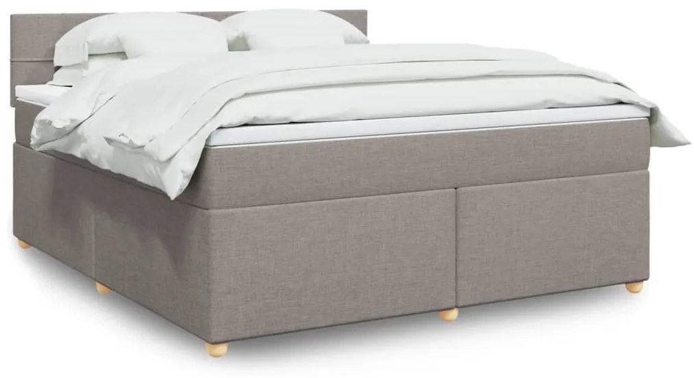 vidaXL Pat continental cu saltea, gri taupe, 180x200 cm, textil