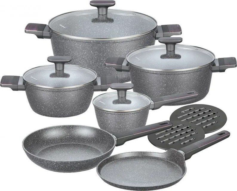 Se oale si tigai Klausberg KB 7832, 12 piese, Acoperire marmura, Inductie, Gri