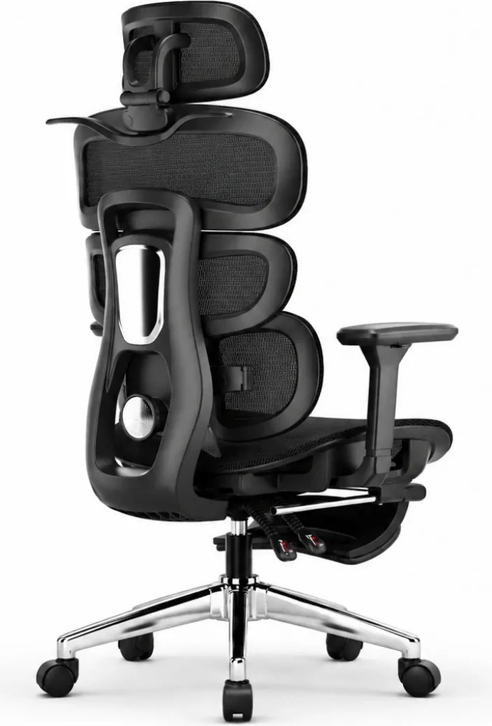 VERTEX PRO – Scaun Ergonomic, Tetieră 4D, Spătar Reglabil pe Înălțime 5 Trepte, Suport Lombar Multipunct, Cotiere 3D, Șezut Mesh Translatabil 5 cm, Recliner 135°, Suport Picioare, Negru
