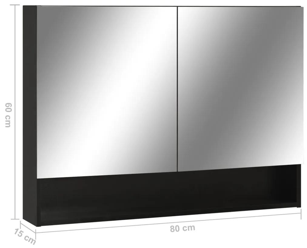 Dulap de baie cu oglinda si LED-uri, negru, 80x15x60 cm, MDF Negru