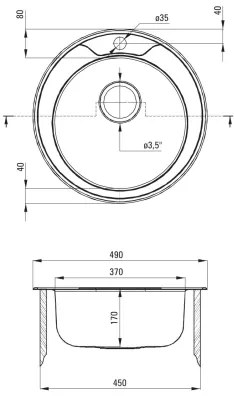 Chiuvetă de bucătărie Deante ZHC_0813 TWIST d. 49 cm satin
