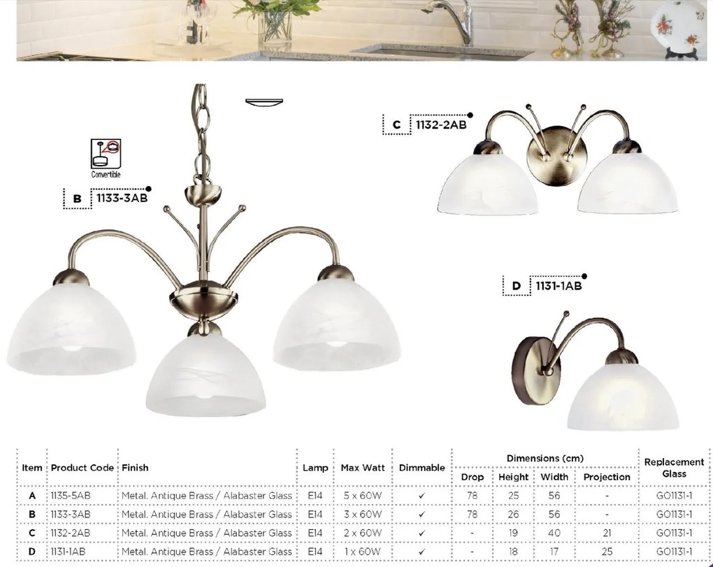 Lustra suspendata stil clasic Milanese 5L alama antic 1135-5AB SRT