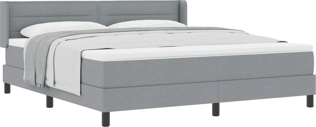 vidaXL Pat cu arcuri cu saltea Gri deschis 200 x 180 cm țesătură