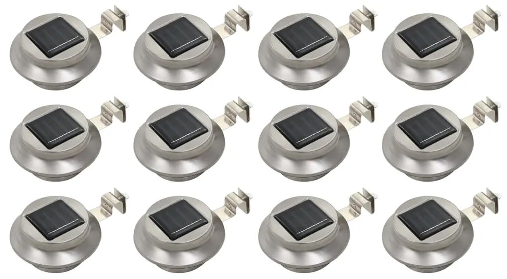 vidaXL Lămpi solare de exterior LED, 12 buc., alb, 12 cm, rotund