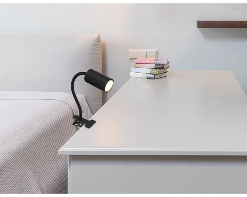 Veioza, lampa de birou cu clema design modern Robby negru