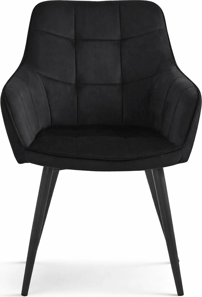 Fotoliu de sufragerie VARSI VELVET cu picioare negre, negru