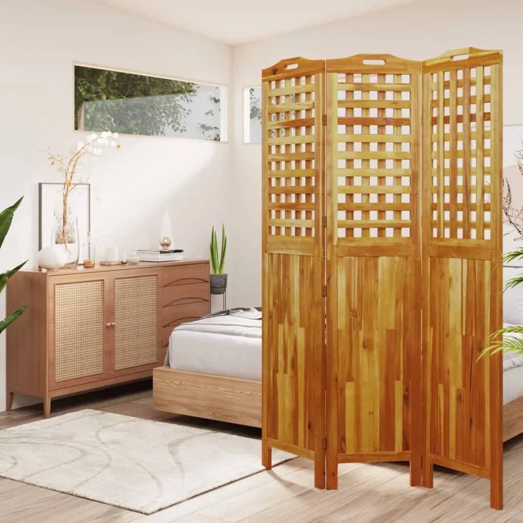 318547 vidaXL Paravan de cameră 3 panouri 121,5x2x180 cm lemn masiv de acacia