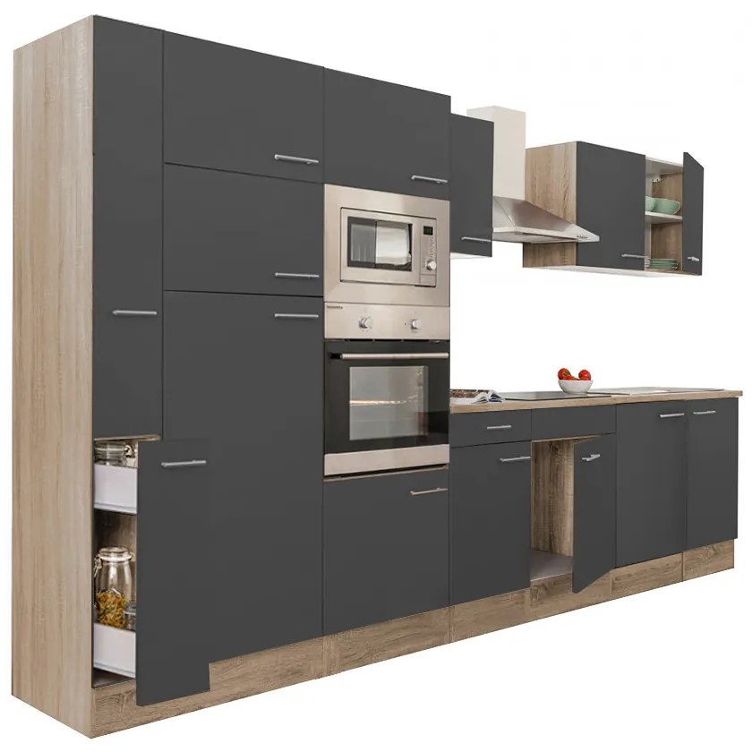 Mobilă de bucătărie Yorki 360, corp din stejar sonoma, cu față antracit satinat