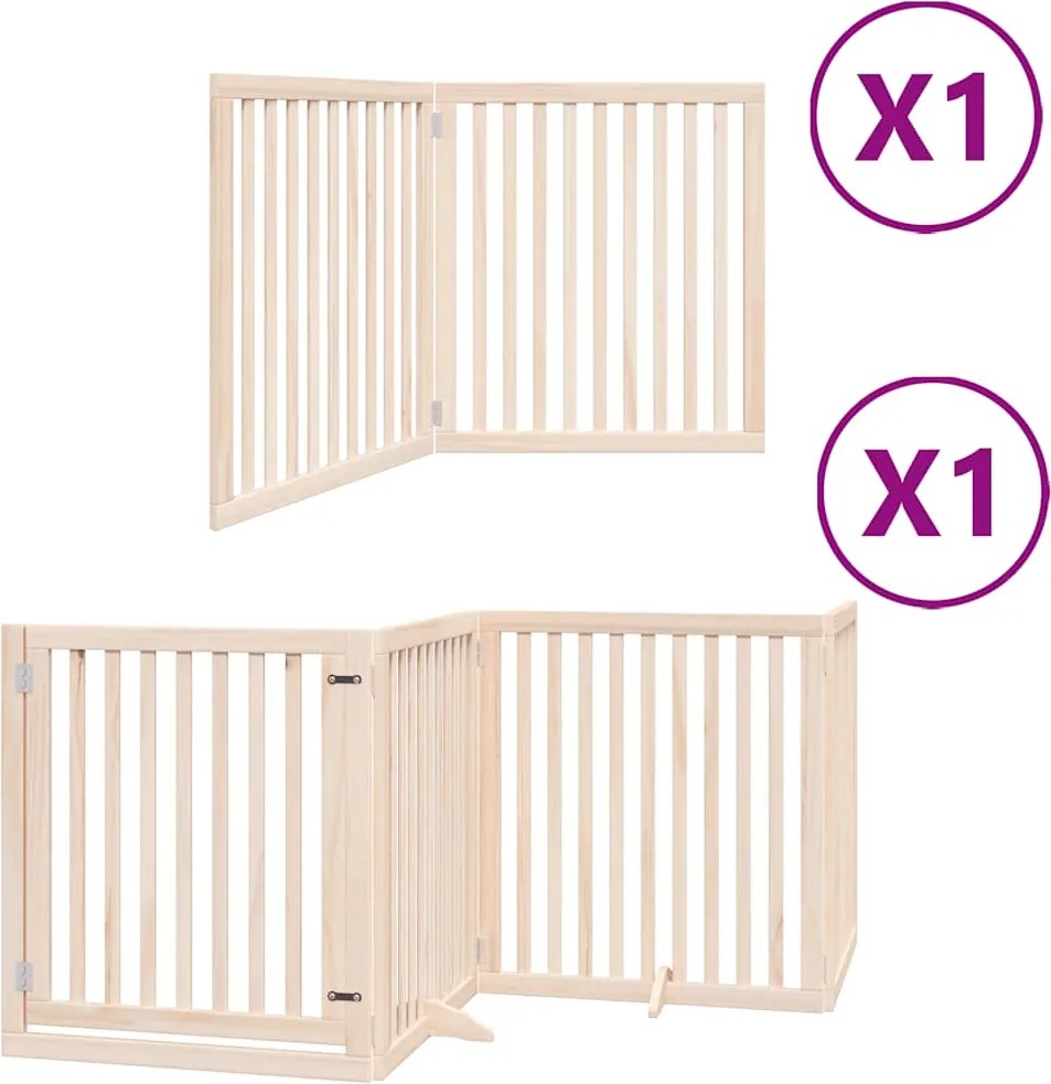 vidaXL Poartă de câini pliabilă cu ușă, 6 panouri, 480 cm, lemn plop