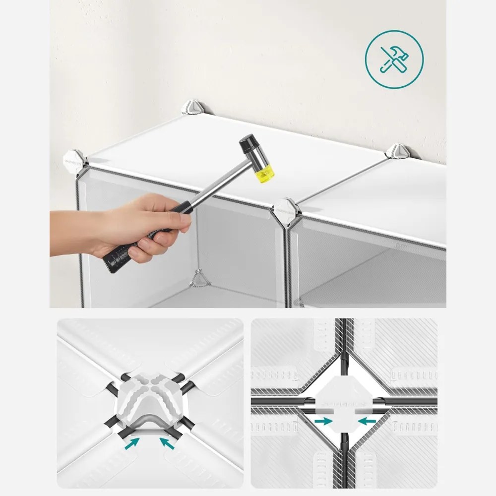 Organizator pentru pantofi KIMBERLY, 10 compartimente, alb/transparent SongmicsHome