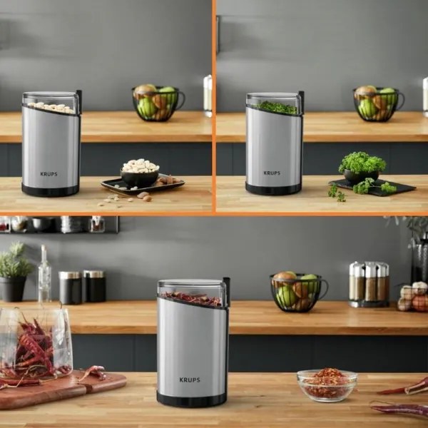 Râșniță electrică pentru boabe de cafea 85g FAST-TOUCH 200W/230V crom Krups