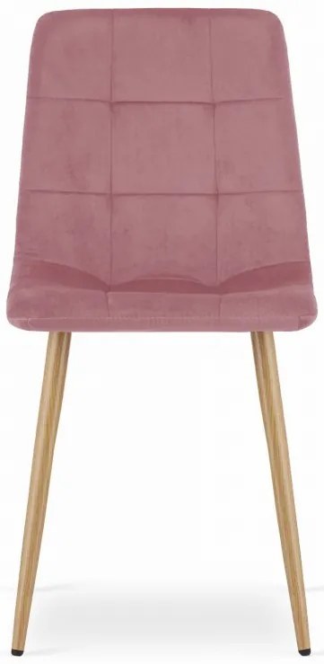 Set de masa 1 + 4, masa UMEKO 120x80 cm stejar sonoma + scaun catifea roz KARA