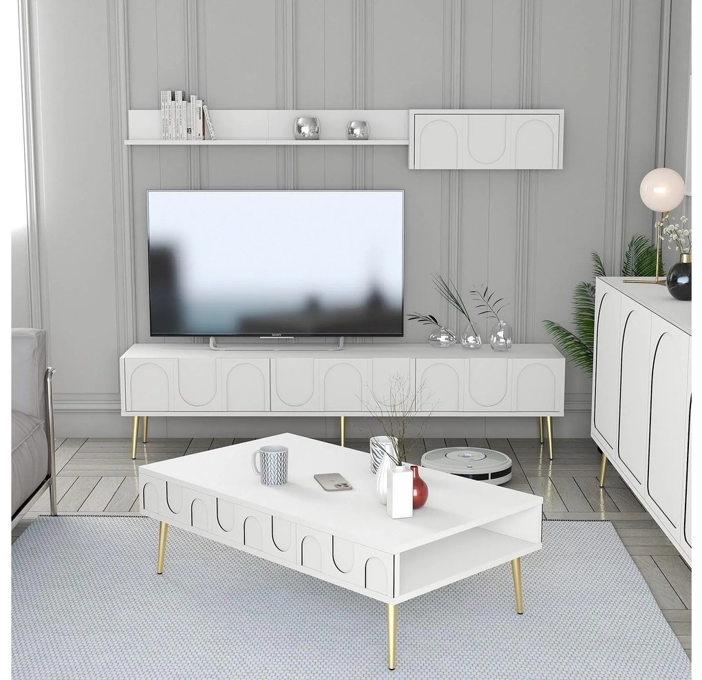 Set mobilier living Lyantela (alb + Auriu). 1107136