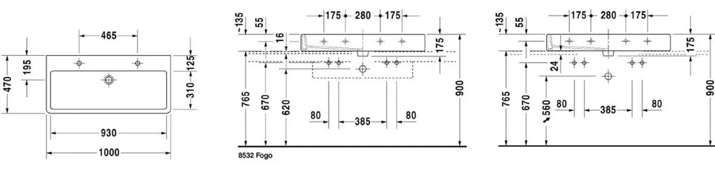 Duravit Vero lavoar 100x47 cm dreptunghiular clasica-mobilier alb 0454100026