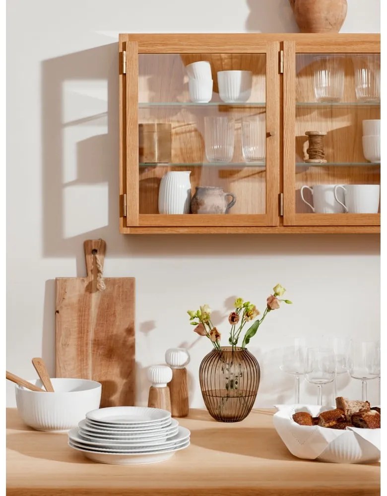 Râșniță de condimente din lemn de stejar cu detalii din porțelan alb Kähler Design Hammershoi, înălțime 13 cm