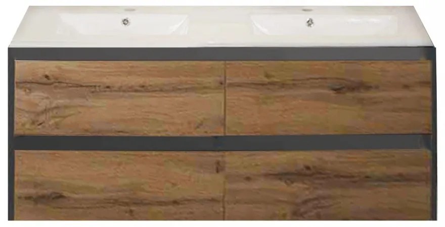 Mobilier de baie Porto 120 cu bază și lavoar în culoarea stejarului rustic antracit