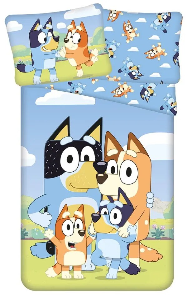 Lenjerie de pat pentru copii din bumbac pentru pat de o persoană 140x200 cm Bluey – Jerry Fabrics