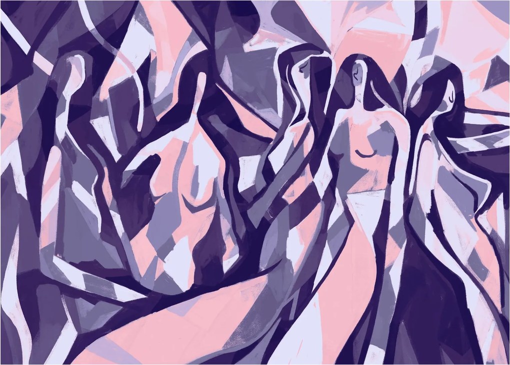 Tablou pe sticlă - Abstract, femei (70x50 cm)