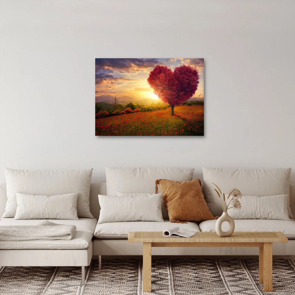 Tablou cu copaci în forma de inimă (70x50 cm)