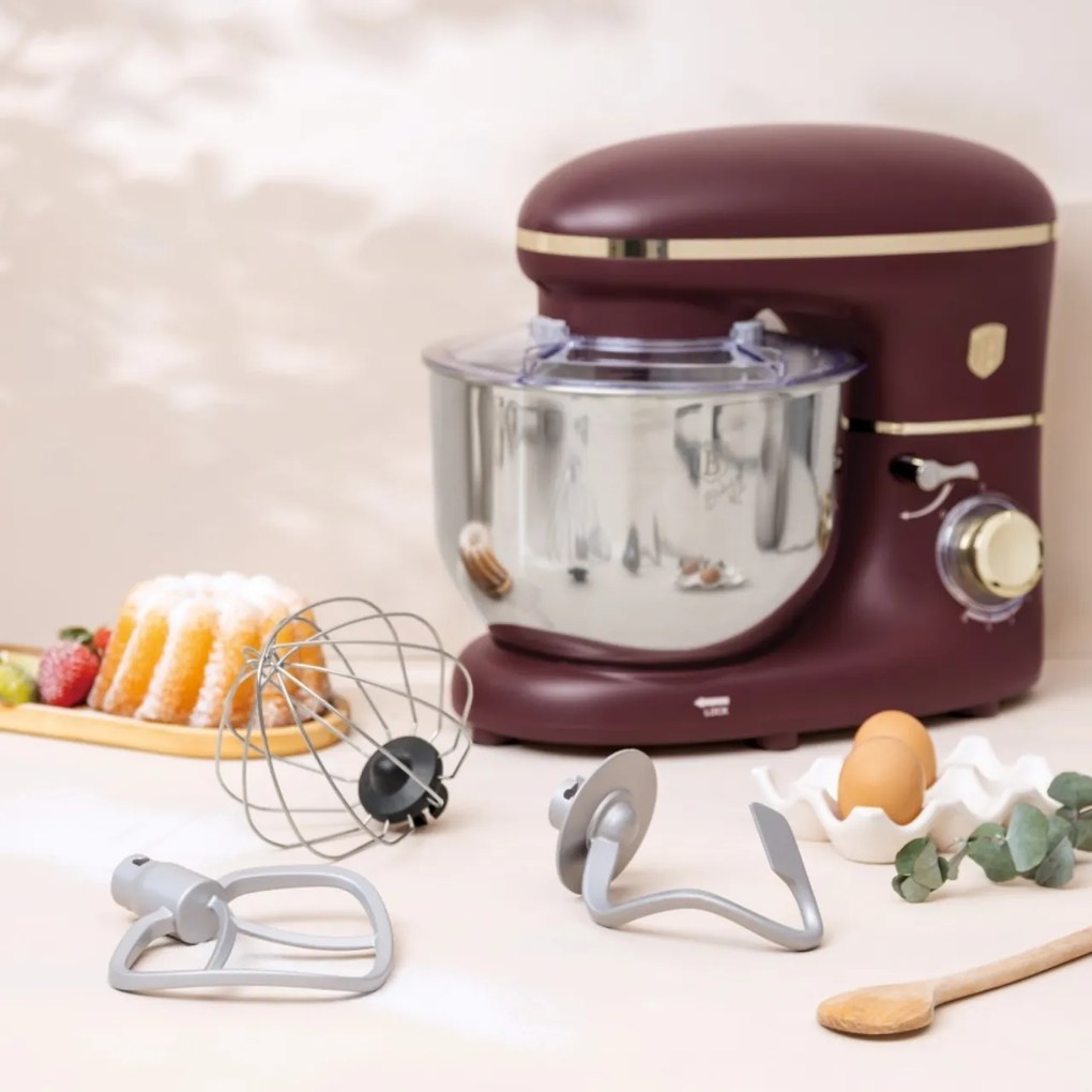 Robot de Bucătărie Berlinger Haus BH 9509 Leonardo – 1300W, 6L, Bol Inox, 6 viteze, Bordeaux, Silențios