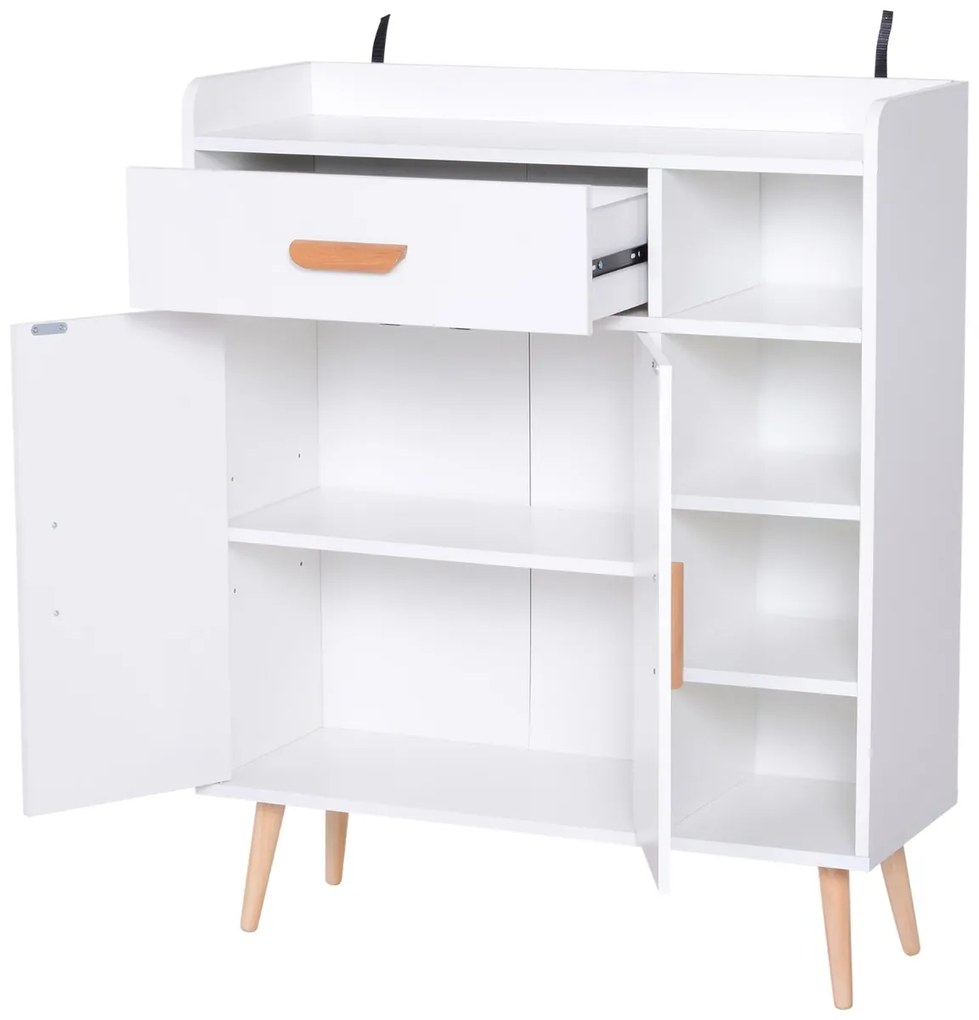 HOMCOM Mobilier Multifuncțional Compact pentru Hol, 80x29.5x96cm, Design Modern, Alb | Aosom Romania