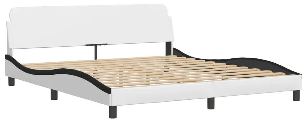 373244 vidaXL Cadru de pat cu tăblie alb și negru 180x200cm piele artificială