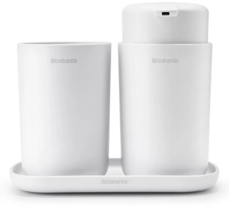 Set accesorii baie Brabantia ReNew 1003492, 3 piese, 250 ml, Rezistent la coroziune, Alb
