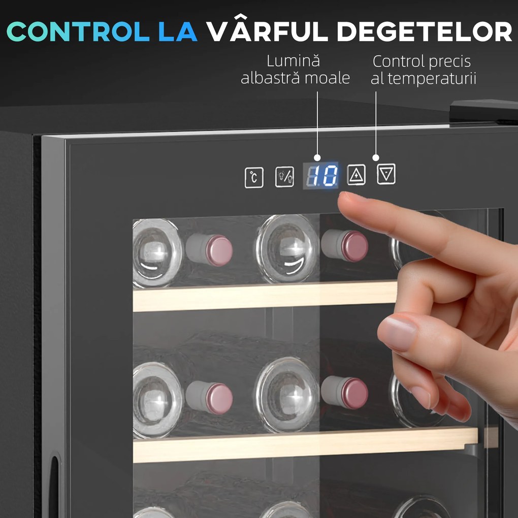 HOMCOM Frigider Vin pentru 41 de Sticle cu Temperatură Reglabilă Negru | Aosom Romania