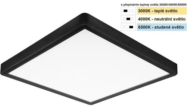 Plafonieră LED Top Light REVIT LED/24W/230V 3000/4000/6500K 30x30 cm negru